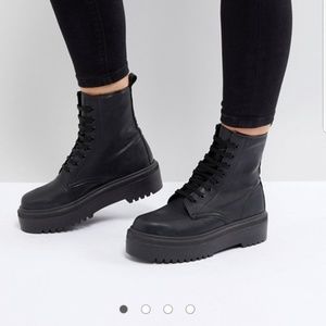 ASOS black leather combat boots
